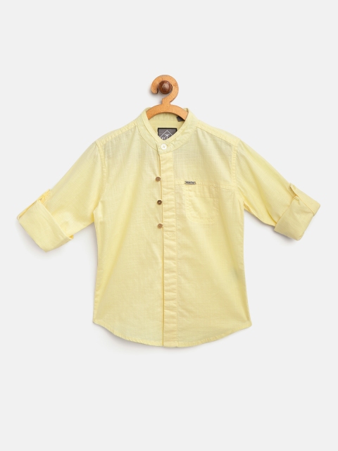

Palm Tree Boys Yellow Regular Fit Solid Casual Shirt