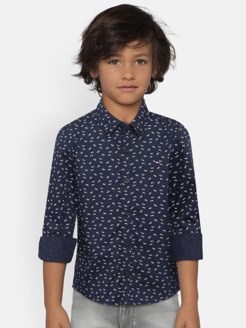 

Tommy Hilfiger Boys Navy Blue & White Regular Fit Printed Casual Shirt