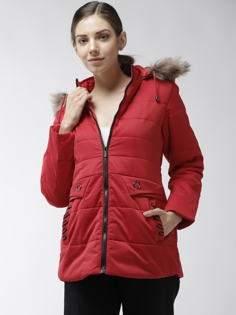 

Fort Collins Women Red Solid Parka Jacket