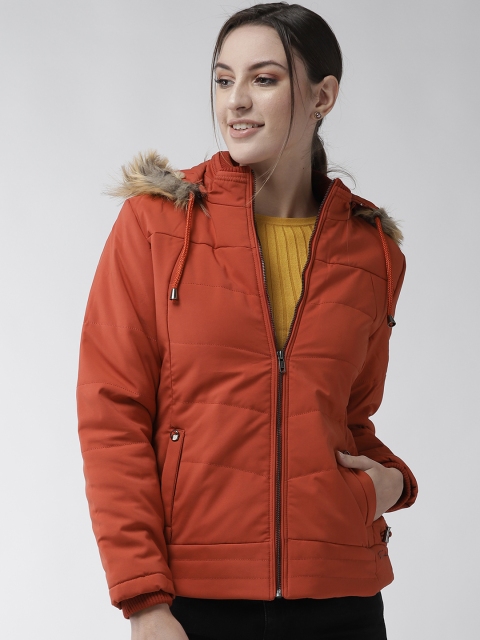 

Fort Collins Women Rust Orange Solid Parka Jacket