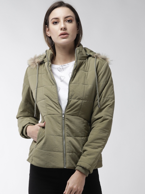 

Fort Collins Women Olive Green Solid Parka Jacket