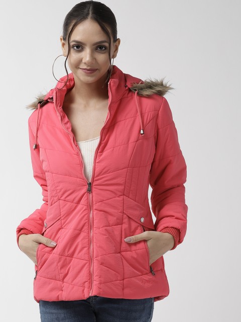 

Fort Collins Women Coral Pink Solid Parka Jacket