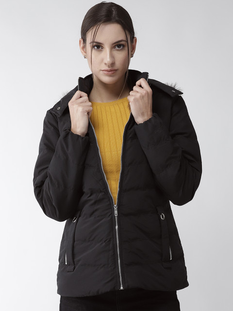 

Fort Collins Women Black Solid Parka Jacket