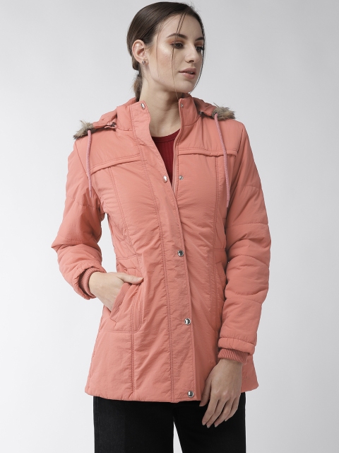 

Fort Collins Women Peach-Coloured Solid Parka Jacket