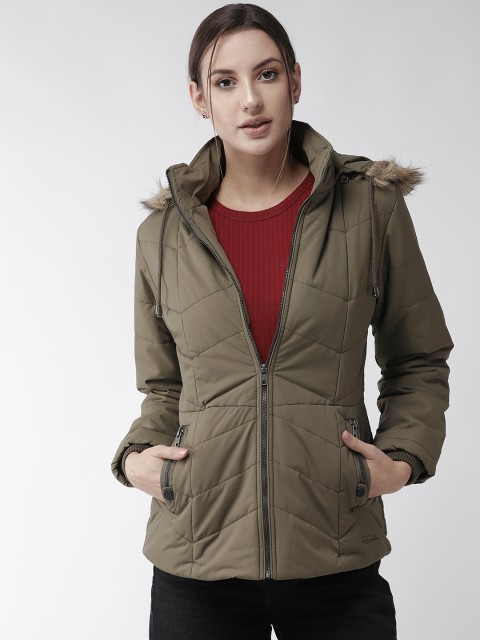 

Fort Collins Women Olive Green Solid Parka Jacket