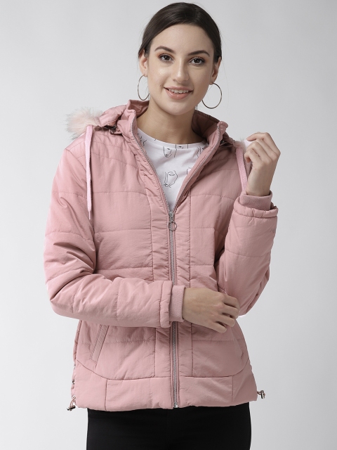 

Fort Collins Women Pink Solid Parka Jacket with Detachable Hood