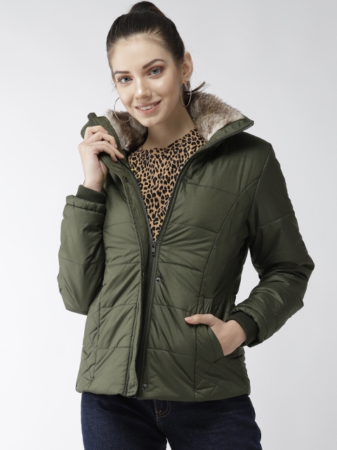 

Fort Collins Women Olive Green Solid Padded Jacket