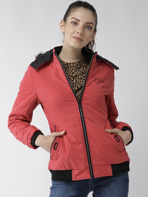 

Fort Collins Women Coral Red Solid Parka Jacket