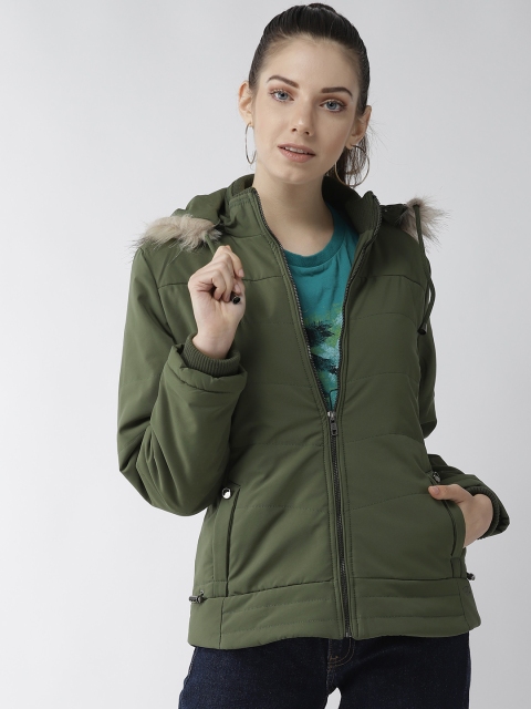 

Fort Collins Women Olive Green Solid Parka Jacket