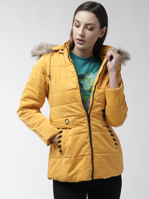 

Fort Collins Women Mustard Yellow Solid Parka Jacket