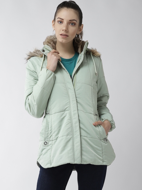 

Fort Collins Women Sea Green Solid Parka Jacket