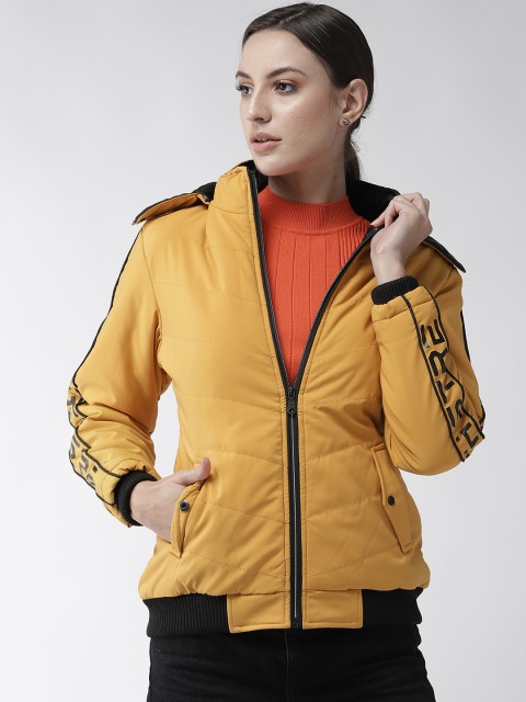 

Fort Collins Women Mustard Yellow Solid Hooded Parka Jacket
