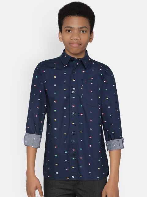 

Tommy Hilfiger Boys Navy Blue Regular Fit Printed Casual Shirt