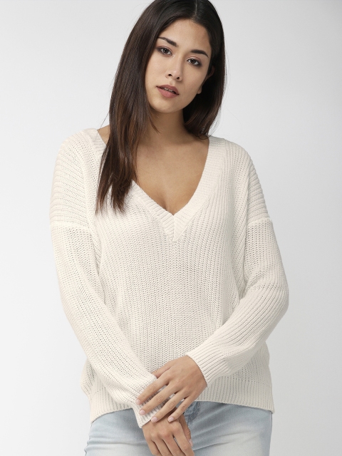 

FOREVER 21 Women Off-White Ribbed Sweater