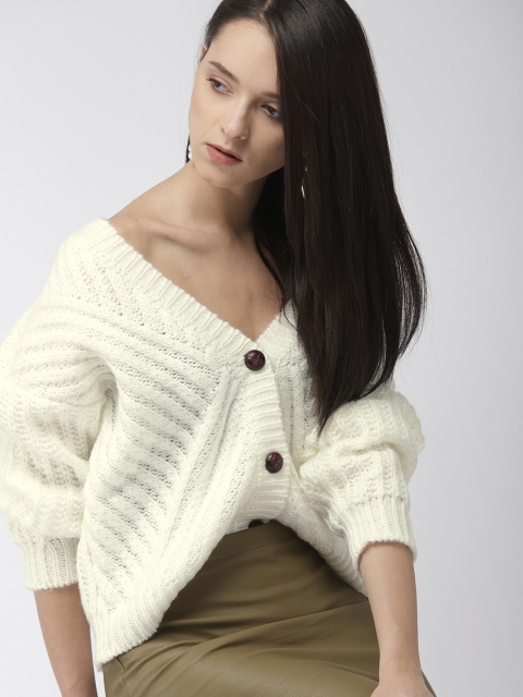 

FOREVER 21 Women Cream-Coloured Self Design Sweater