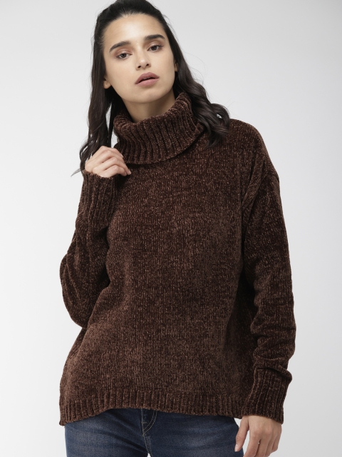 

FOREVER 21 Women Brown Turtle Neck Solid Sweater