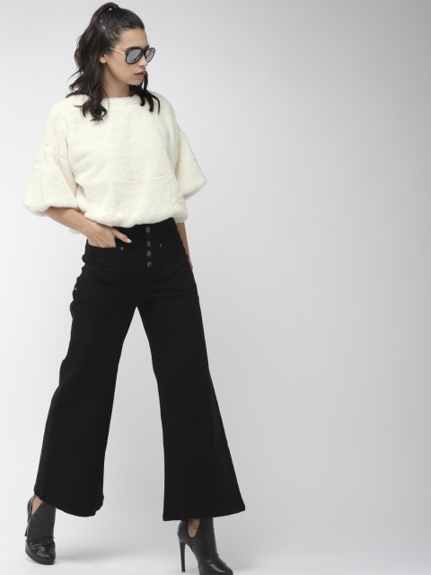 

FOREVER 21 Women Cream-Coloured Solid Pullover Sweater