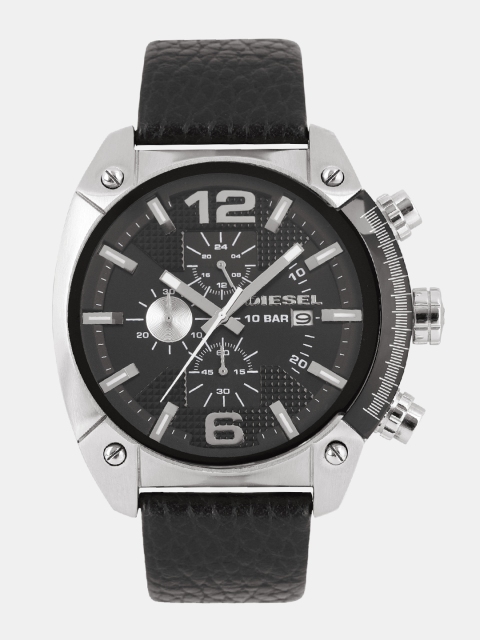 

DIESEL Men Black Leather Analogue Watch DZ4341