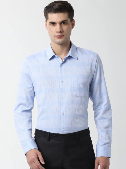 

Peter England Men Blue Slim Fit Self-Striped Smart Casual Shirt