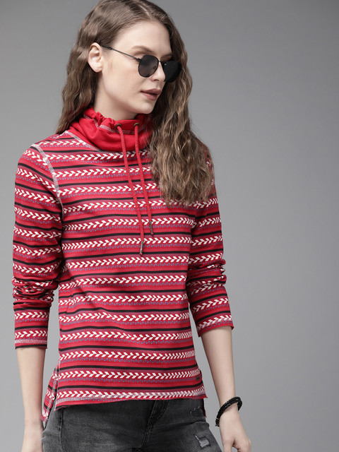 

Roadster Women Red Printed Sweatshirt