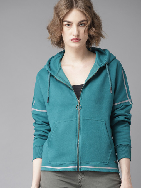 

Roadster Women Blue Solid Hooded Sweatshirt