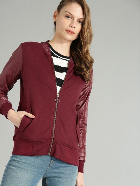 

Roadster Women Maroon Solid Sweatshirt