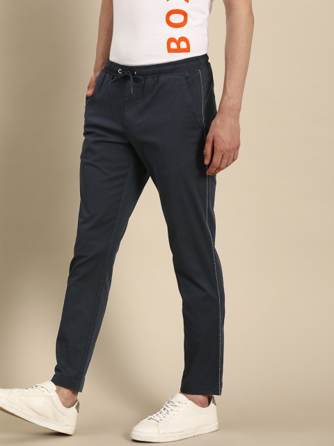 

ether Men Navy Blue Slim Fit Solid Chinos