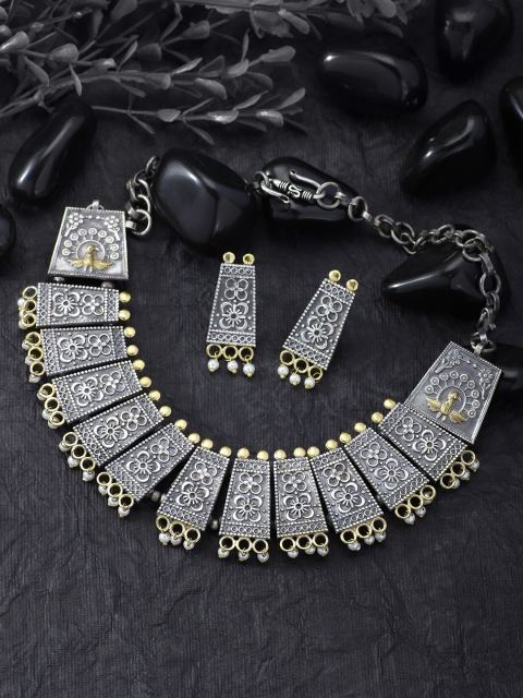 

Peora Women Silver Plated Oxidised Antique Gypsy Tibetan Vintage Jewellery Set