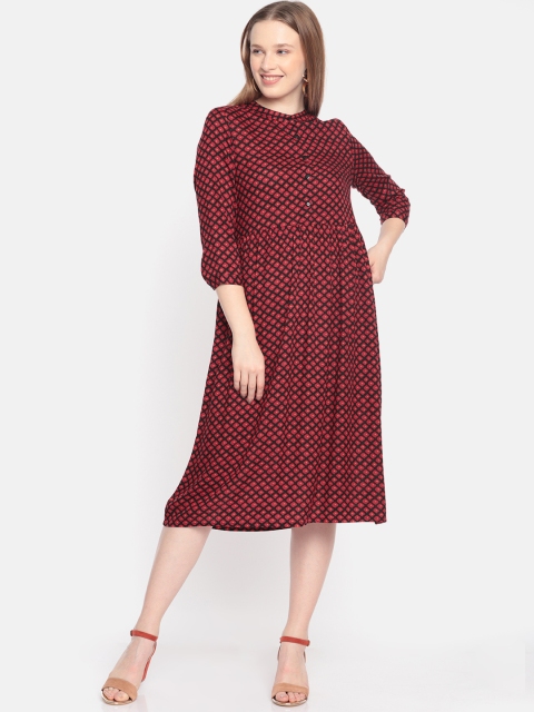 

DressBerry Women Printed Black A-Line Dress