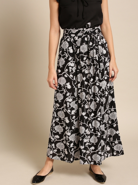 

DressBerry Women Black & White Printed Flared Maxi Skirt