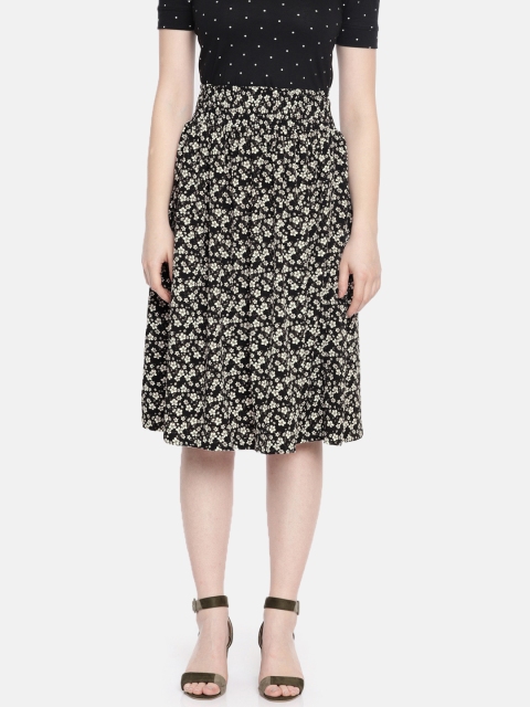 

DressBerry Women Black & White Printed Midi A-Line Skirt