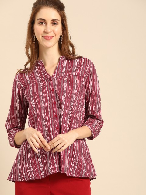 

DressBerry Women Red & White Regular Fit Printed Casual Shirt