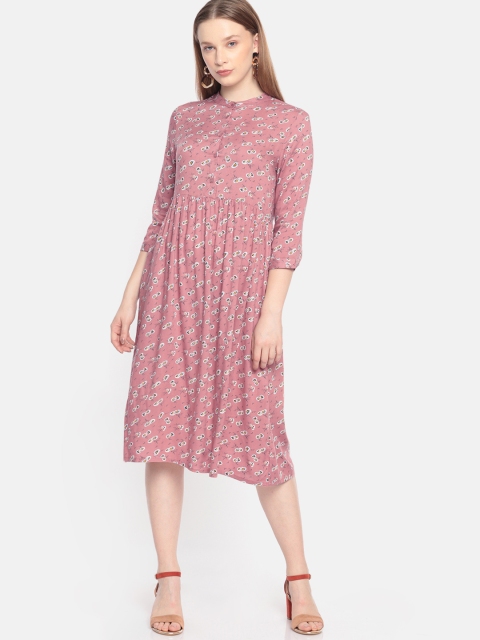 

DressBerry Women Pink Floral Print A-Line Dress