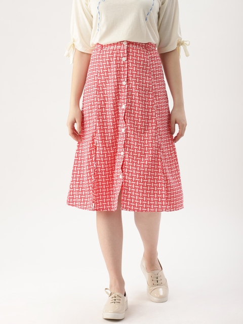 

DressBerry Women Red & White Printed A-Line Skirt