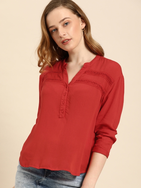 

DressBerry Women Red Solid Top