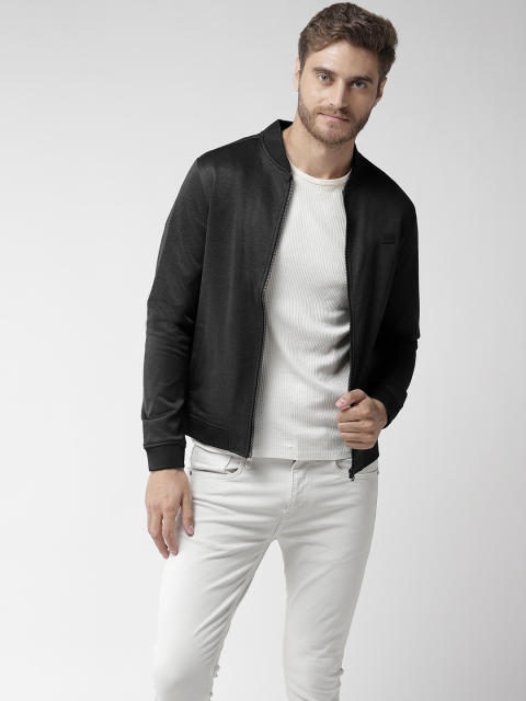 

Flying Machine Men Black Self Design Bomber Jacket