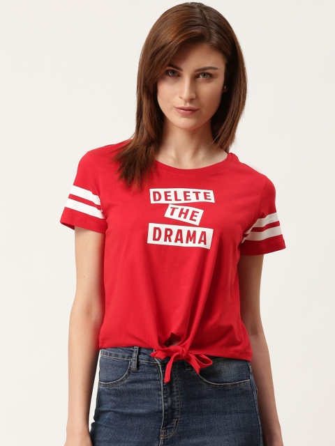 

Kook N Keech Women Red & White Printed Round Neck T-shirt