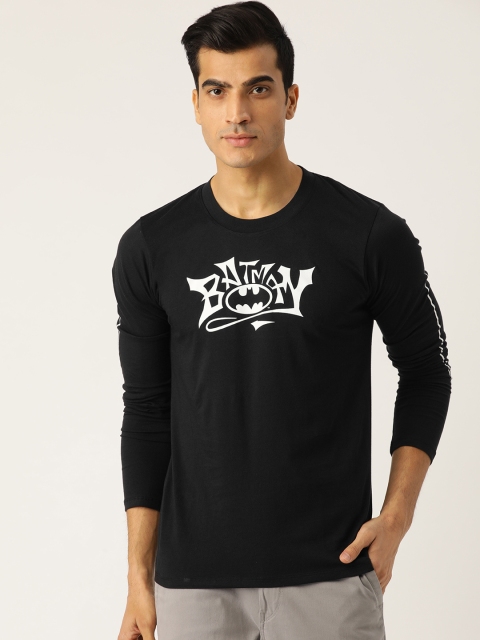 

Justice League Men Black Batman Print Round Neck T-shirt