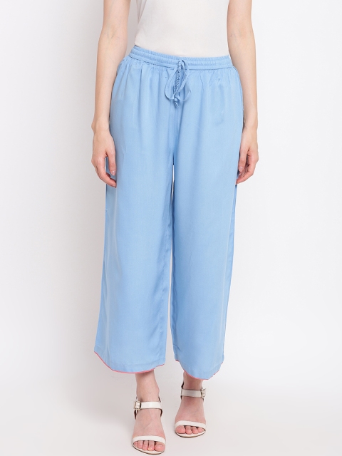 

Rangriti Women Blue Solid Straight Palazzos