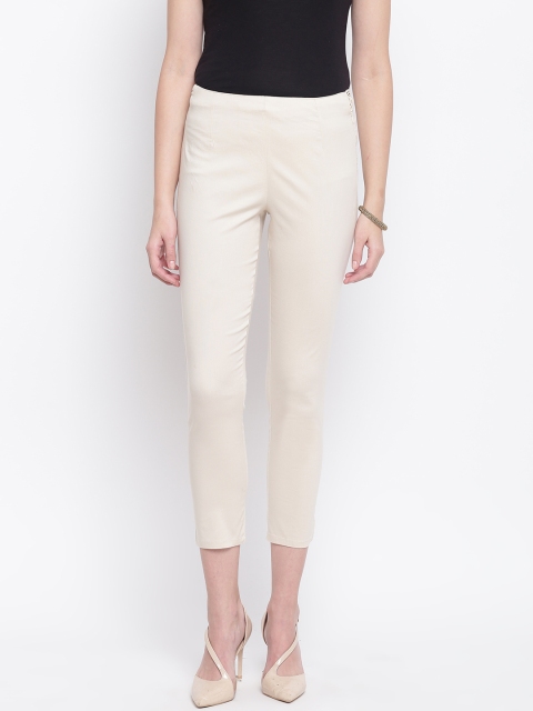 

Rangriti Women Off-White Regular Fit Solid Regular Trousers