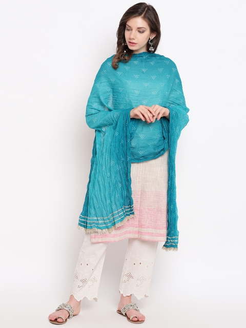

Rangriti Women Blue & White Bandhani Print Dupatta