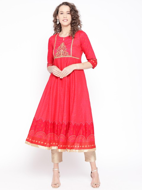 

Rangriti Women Pink & Orange Printed Anarkali Kurta