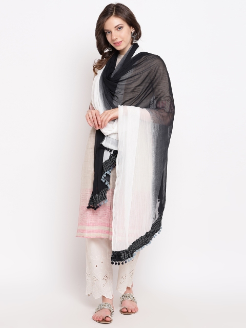 

Rangriti Black & White Dyed Dupatta