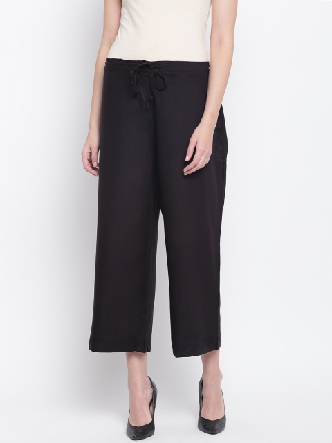 

Rangriti Women Black Solid Cropped Straight Palazzos