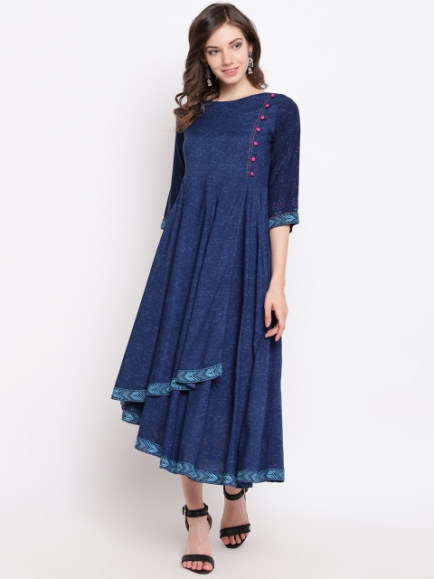 

Rangriti Women Blue Printed A-Line Dress