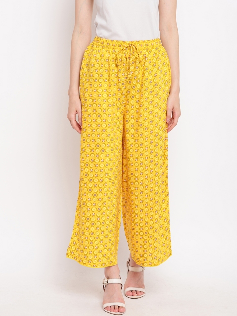 

Rangriti Women Yellow & White Printed Straight Palazzos