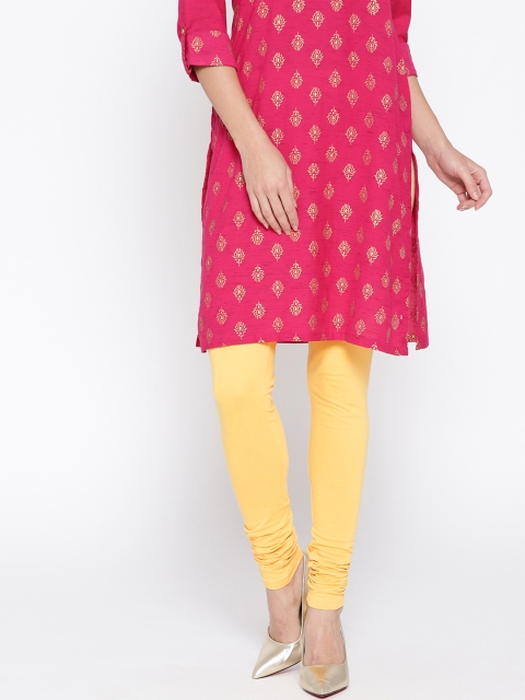 

Rangriti Women Yellow Solid Churidar Leggings