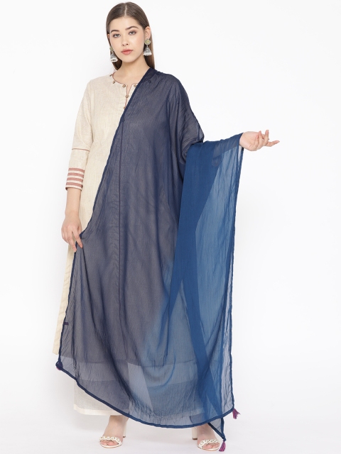 

Rangriti Navy Blue Dyed Dupatta