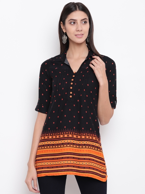

Rangriti Black & Orange Printed Tunic