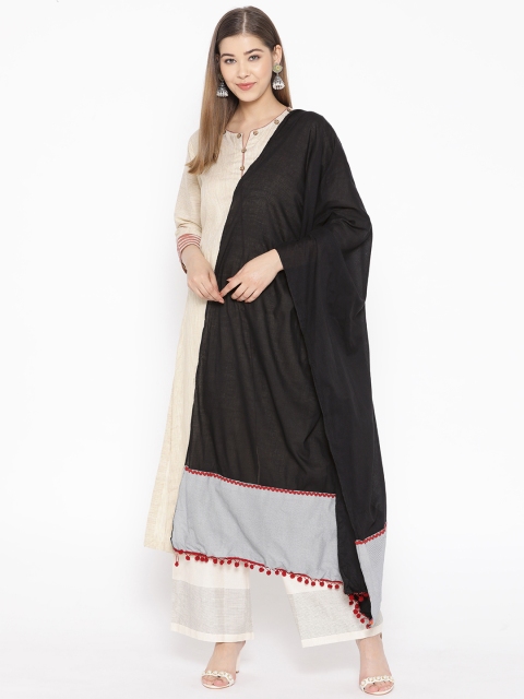 

Rangriti Black Solid Pure Cotton Dupatta